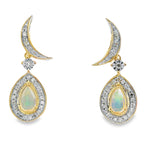 .42ct Opal Diamond Dangle Earrings 10KT Yellow Gold