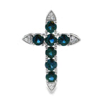 1.68ct Sapphire Cross Religious Pendant 14KT White Gold