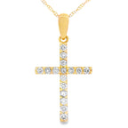 .25ct Diamond Cross Religious Pendant 14KT Yellow Gold