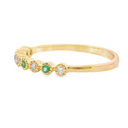Emerald Diamond stackable band set 14KT Yellow Gold