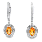1.04ct Citrine Diamond Dangle Earrings 10KT White Gold
