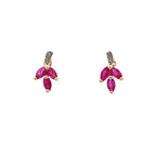 .58ct Ruby Diamond Earrings 10KT Yellow Gold