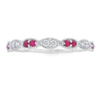 .25ct Ruby Diamond stackable band set 14KT White Gold