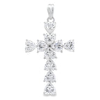 Moissanite Cross Religious Pendant Sterling Silver