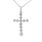 .09ct Diamond Cross Religious Pendant 14KT White Gold