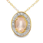 Rose Quartz Diamond Fashion Pendants 10KT Yellow Gold