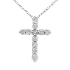 .19ct Diamond Cross Religious Pendant 14KT White Gold