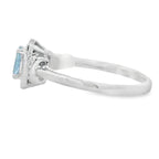 Genuine .45ct Aquamarine Diamond Ring 10KT White Gold