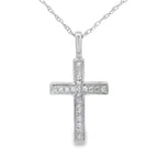 .08ct Diamond Cross Religious Pendant 14KT White Gold