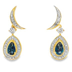 London Blue Topaz Dangle Earrings 10KT Yellow Gold