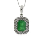 1.08ct Emerald Diamond Fashion Pendants 14KT White Gold