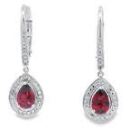 1.05ct Garnet Diamond Dangle Earrings 10KT White Gold
