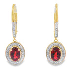 1.41ct Garnet Diamond Dangle Earrings 10KT Yellow Gold