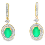 Chalcedony Diamond Dangle Earrings 10KT Yellow Gold