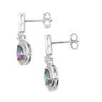 Mystic Fire Topaz Dangle Earrings 10KT White Gold