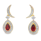 .62ct Garnet Diamond Dangle Earrings 10KT Yellow Gold