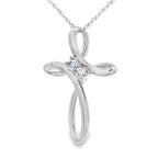 .04ct Diamond Cross Religious Pendant 14KT White Gold