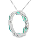 Emerald Diamond Circle of Love Pendant 10KT White Gold