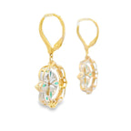 1.28ct Emerald Diamond Dangle Earrings 14KT Yellow Gold