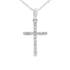 .10ct Diamond Cross Religious Pendant 14KT White Gold