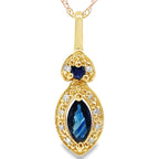 Sapphire Diamond Fashion Pendants 10KT Yellow Gold