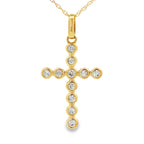 .20ct Diamond Cross Religious Pendant 14KT Yellow Gold