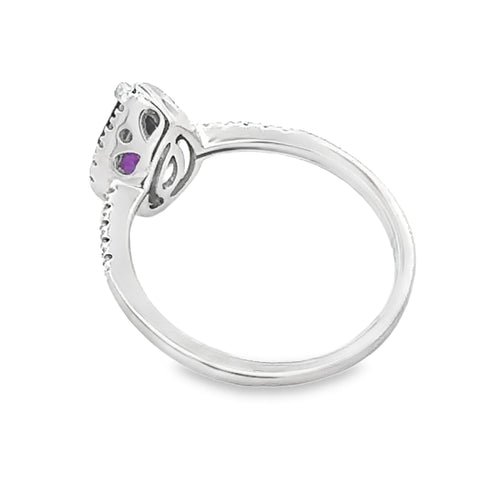 .98ct Amethyst Diamond Ring 14KT White Gold