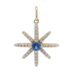 Genuine Created Sapphire Star Pnd 10KT Yellow Gold