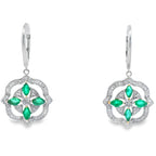 1.44ct Emerald Diamond Dangle Earrings 14KT White Gold