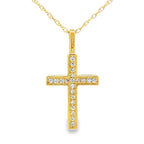 .08ct Diamond Cross Religious Pendant 14KT Yellow Gold