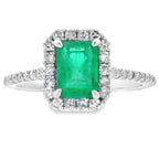Genuine 1.26ct Emerald Diamond Ring 10KT White Gold