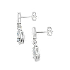 Aquamarine Diamond Dangle Earrings 10KT White Gold
