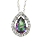 Treated Topaz Diamond Fashion Pendants 14KT White Gold