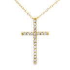 .19ct Diamond Cross Religious Pendant 14KT Yellow Gold