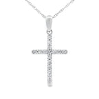 .13ct Diamond Cross Religious Pendant 14KT White Gold