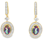 Mystic Fire Topaz Dangle Earrings 10KT Yellow Gold