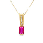 Created Ruby Diamond Fashion Pendants 10KT Yellow Gold