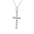 .09ct Diamond Cross Religious Pendant 14KT White Gold