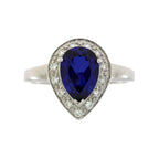 Created Sapphire Moissanite Ring Sterling Silver