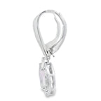 Rose Quartz Diamond Dangle Earrings 10KT White Gold