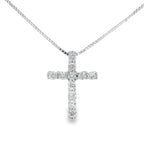 .15ct Diamond Cross Religious Pendant 14KT White Gold