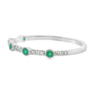 Emerald Diamond stackable band set 14KT White Gold