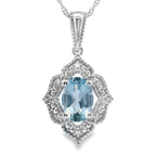 Aquamarine Diamond Fashion Pendants 10KT White Gold