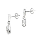 Rose Quartz Diamond Dangle Earrings 10KT White Gold