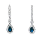 .80ct Sapphire Diamond Dangle Earrings 10KT White Gold