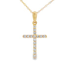 .13ct Diamond Cross Religious Pendant 14KT Yellow Gold