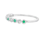 Emerald Diamond stackable band set 14KT White Gold