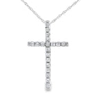 .19ct Diamond Cross Religious Pendant 14KT White Gold