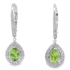 .96ct Peridot Diamond Dangle Earrings 10KT White Gold