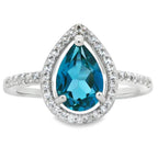 London Blue Topaz Created Sapphire Ring Sterling Silver